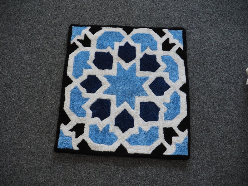 Mosaic cotton rug mosque hand tufted oryginal design high quality rug moroccan muslim islam ramadan eid muslim home soft carpet image 2