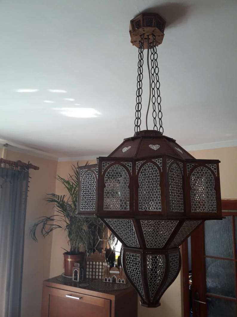 Wooden Oriental Lamp Noor for 4 light bulbs E27 image 7