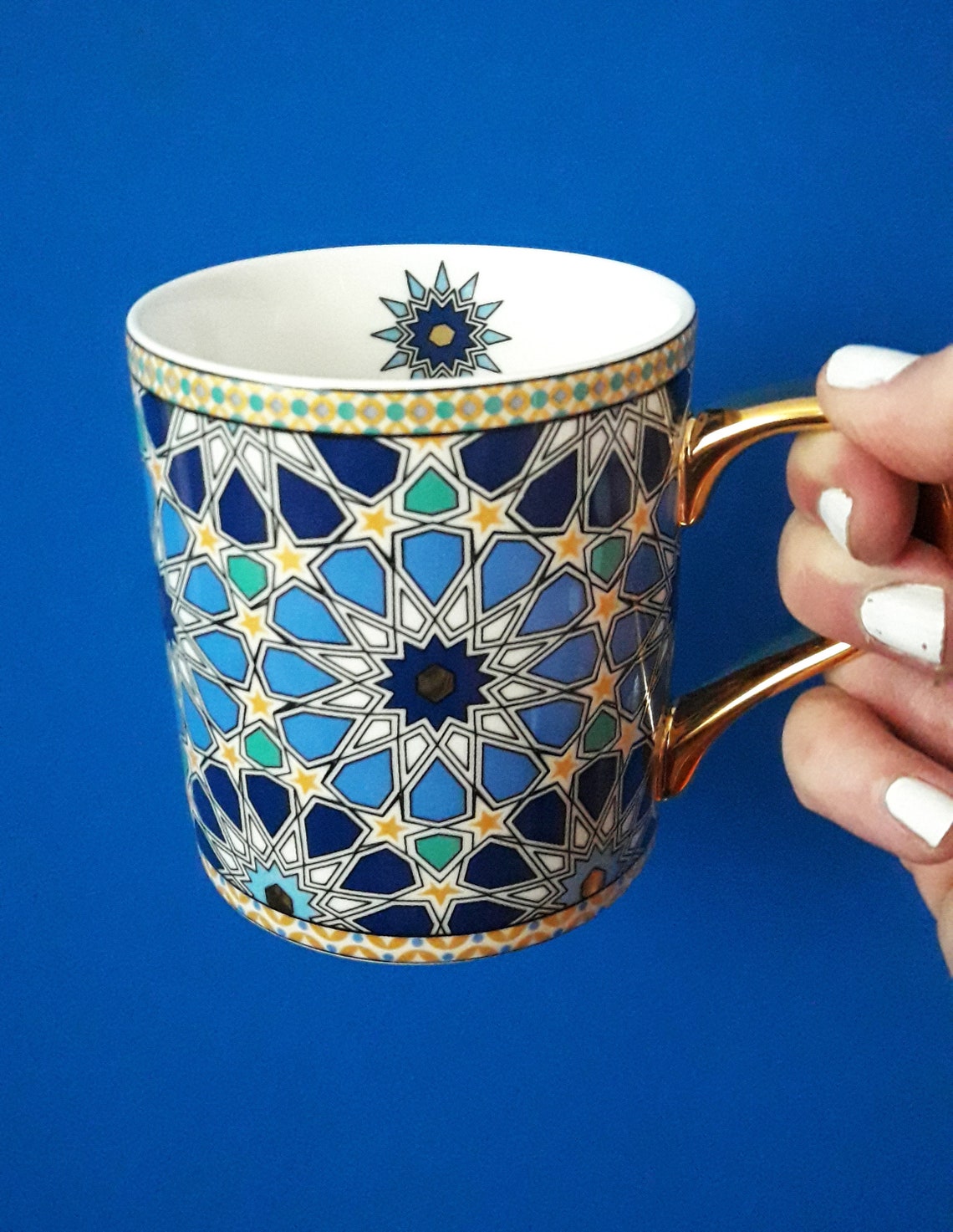 Moroccan style ceramic cup set with tea golden spoon date Etsy
