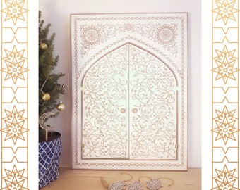 Big Mirror "Istanbul" with doors (wooden)  - engraved, 24" x 17,80" (inches)