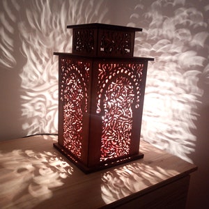 NEW Wooden Oriental Lamp Mounira different colors also custom, moroccan style table lamp, moroccan decor, romantic lighting, arabic, image 3