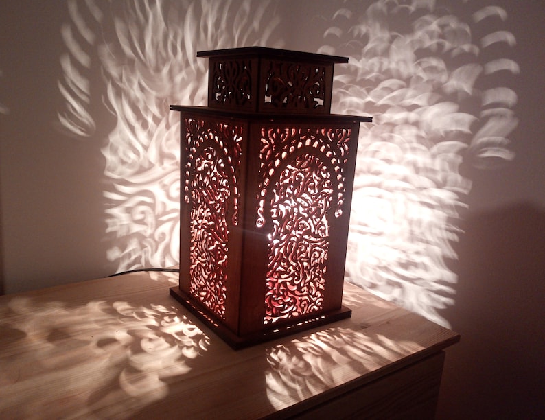 NEW Wooden Oriental Lamp Mounira different colors also custom, moroccan style table lamp, moroccan decor, romantic lighting, arabic, image 3