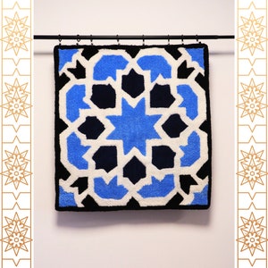 Mosaic cotton rug mosque hand tufted oryginal design high quality rug moroccan muslim islam ramadan eid muslim home soft carpet image 1