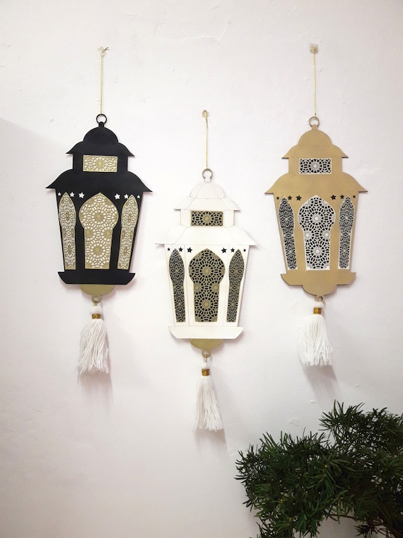 9 Stuks Houten Hanger Ornament Ramadan Kareem Holle
