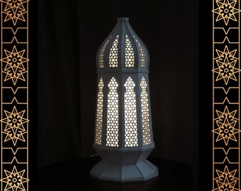 Moroccan style table lamp lantern "Samara" - wooden, moroccan oriental decor, romantic lighting, arabic