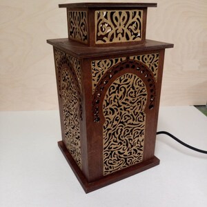 NEW Wooden Oriental Lamp Mounira different colors also custom, moroccan style table lamp, moroccan decor, romantic lighting, arabic, image 4