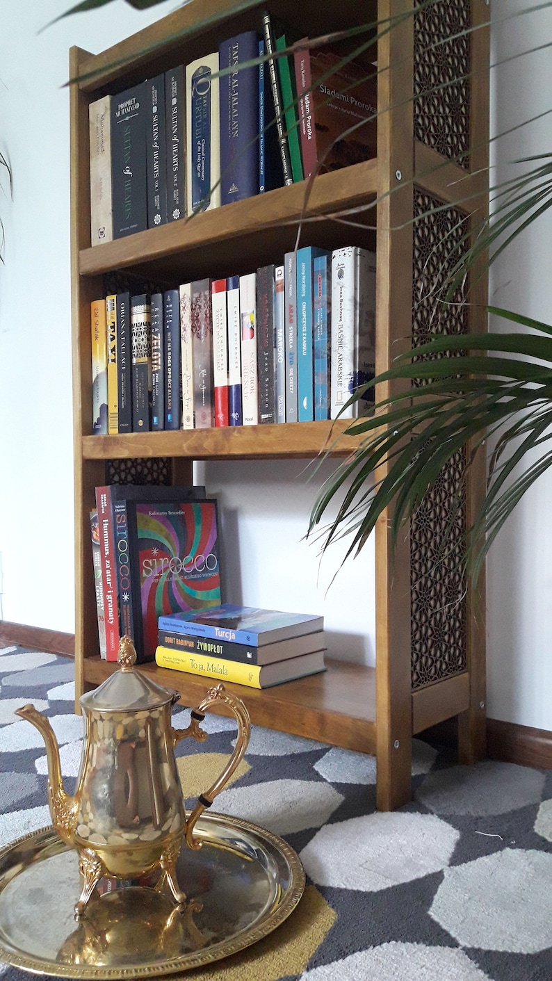 Oriental Style Bookcase With Pattern Arabic Bookshelf Size Etsy