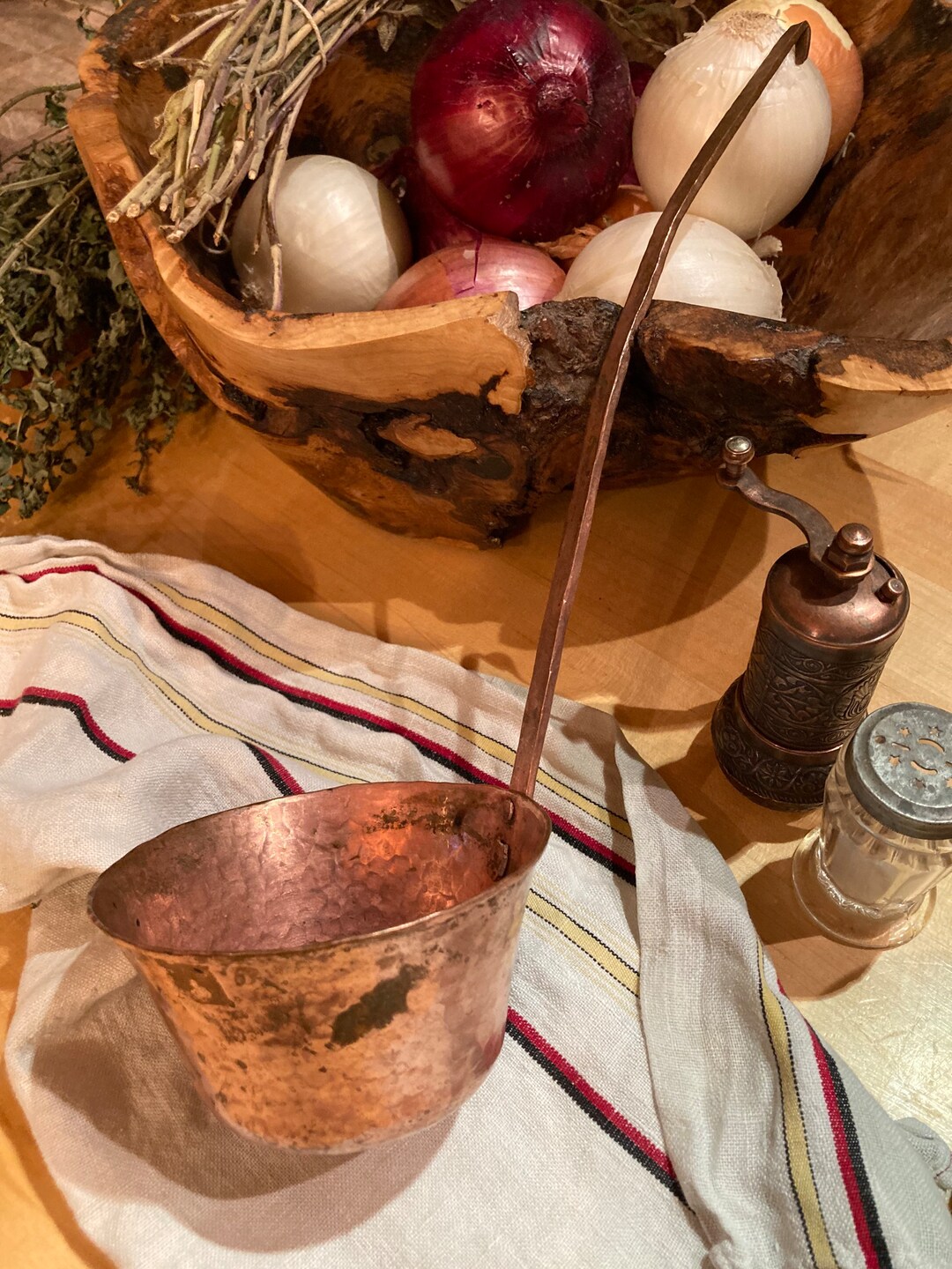 Vintage Hand Hammered Copper Ladle Etsy