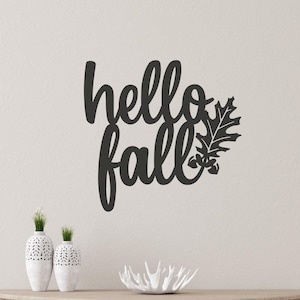 Hello Fall Leaf Metal Sign | Thanksgiving Seasonal Decoration | Steel Wall Art | Metal Home Decor
