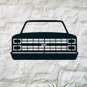 GMC Sierra Metal Sign | 1981-1988 Classic Muscle Truck | C10 Square Body Truck | Steel Wall Art | Garage Home Decor