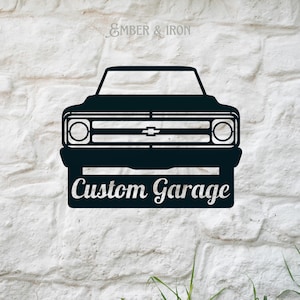 Personalized Chevy C10 Metal Sign | 1967-1970 Square Body Truck | Classic American Muscle | Custom Steel Garage Wall Art | Home Decor