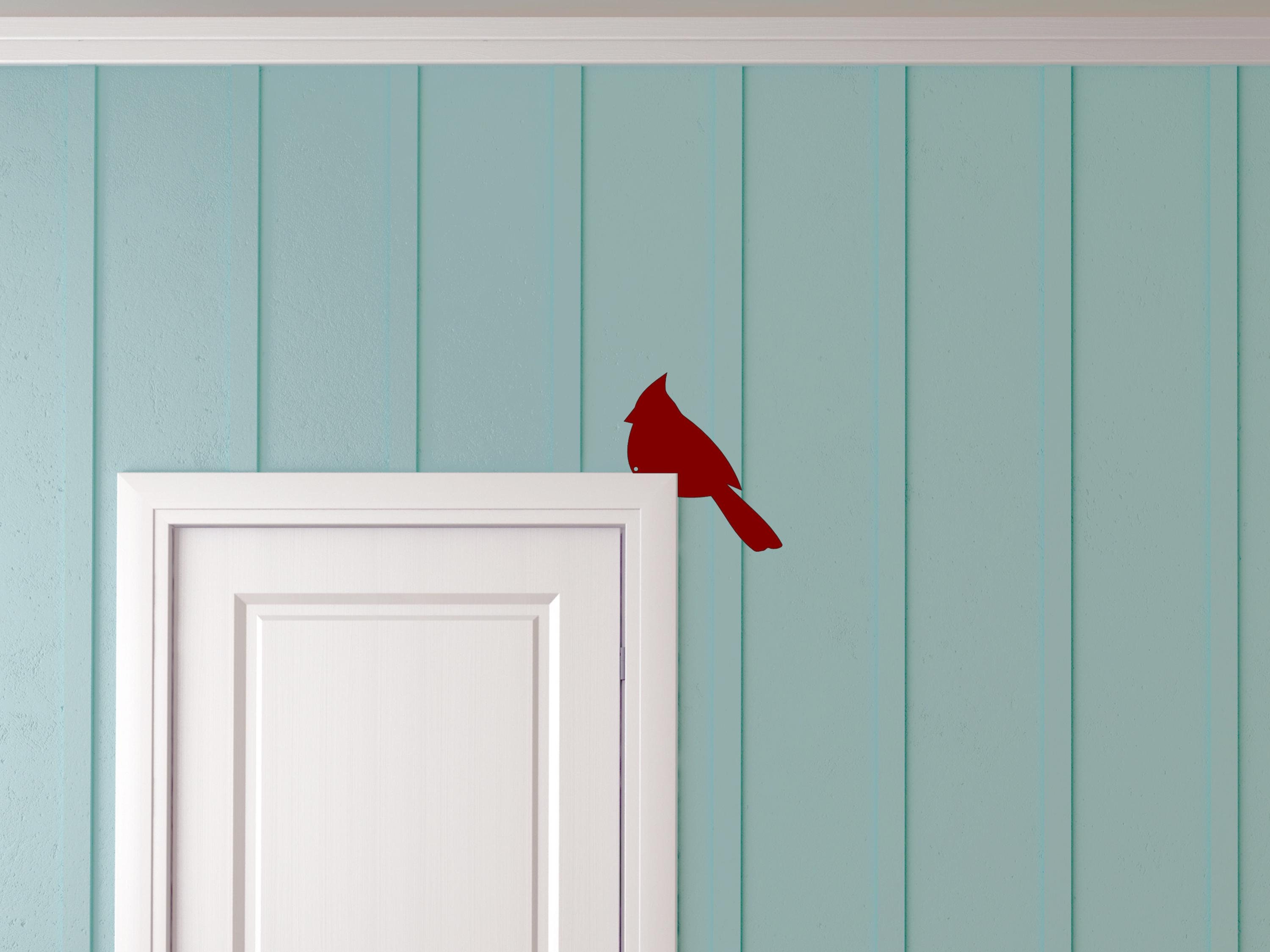 Arte de Pared en Metal Pájaro Cardenal Topper para Puertas y Ventanas | Acero 14 Gauge