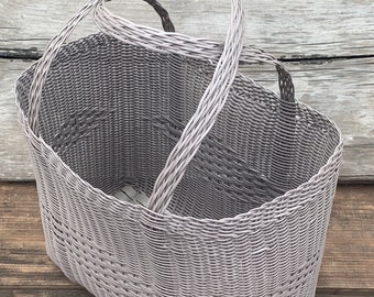 NEW COLOR Woven Guatemalan Beach Bag Bright Light Gray Plastic Market Basket Strong Resistant Bag Bright Colors