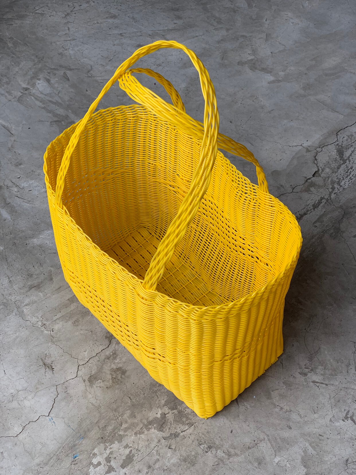 Plain Yellow Woven Guatemalan Yellow Plastic Market Basket | Etsy