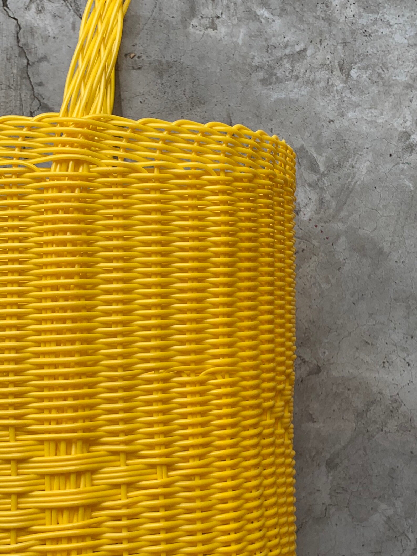 Plain Yellow Woven Guatemalan Yellow Plastic Market Basket | Etsy
