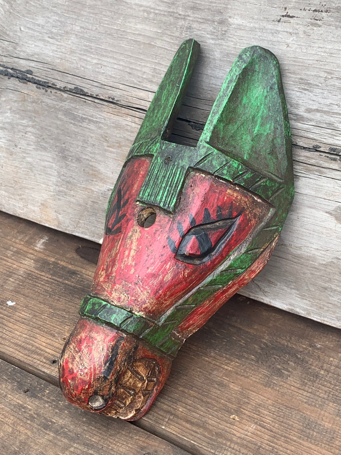 Old Style Red Horse Mask HandCarved HandPainted from Etsy