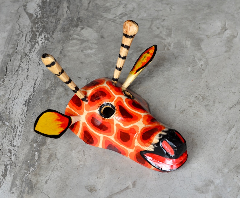 African Giraffe Mask HandCarved HandPainted from Guatemala Etsy