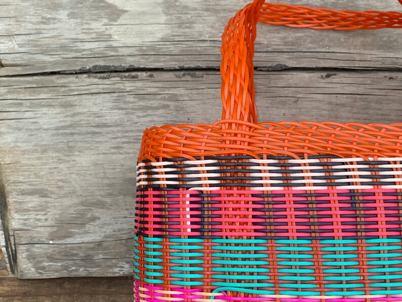 Orange Multi Color Beach Picnic Market Basket Very Etsy
