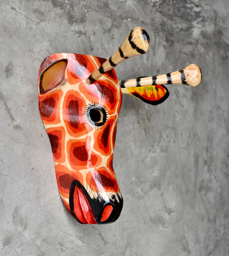 African Giraffe Mask HandCarved HandPainted from Guatemala Etsy