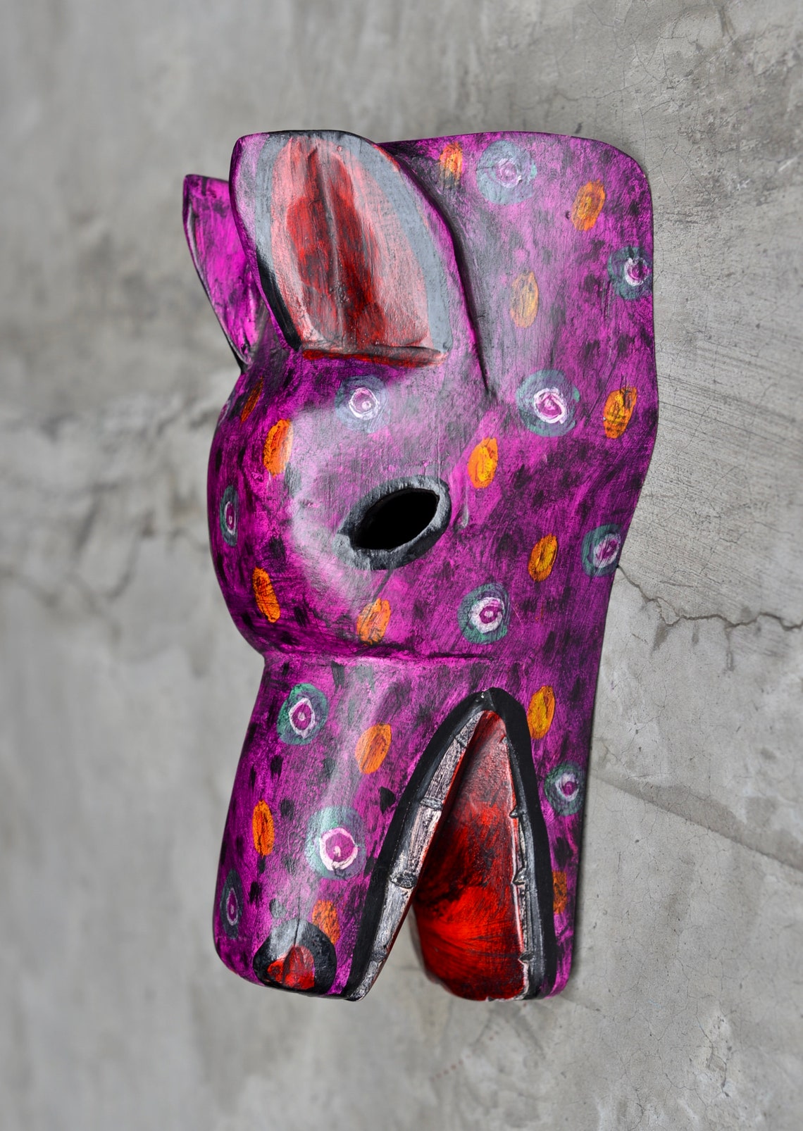 Purple Dog Animal Home Decor Dog Mask Wood Decor Etsy