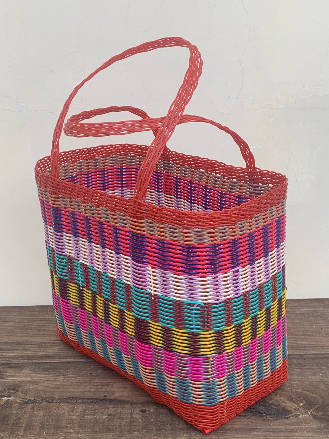 Red Mosaic Market Beach Picnic Grocery Basket Very Resistant - Etsy