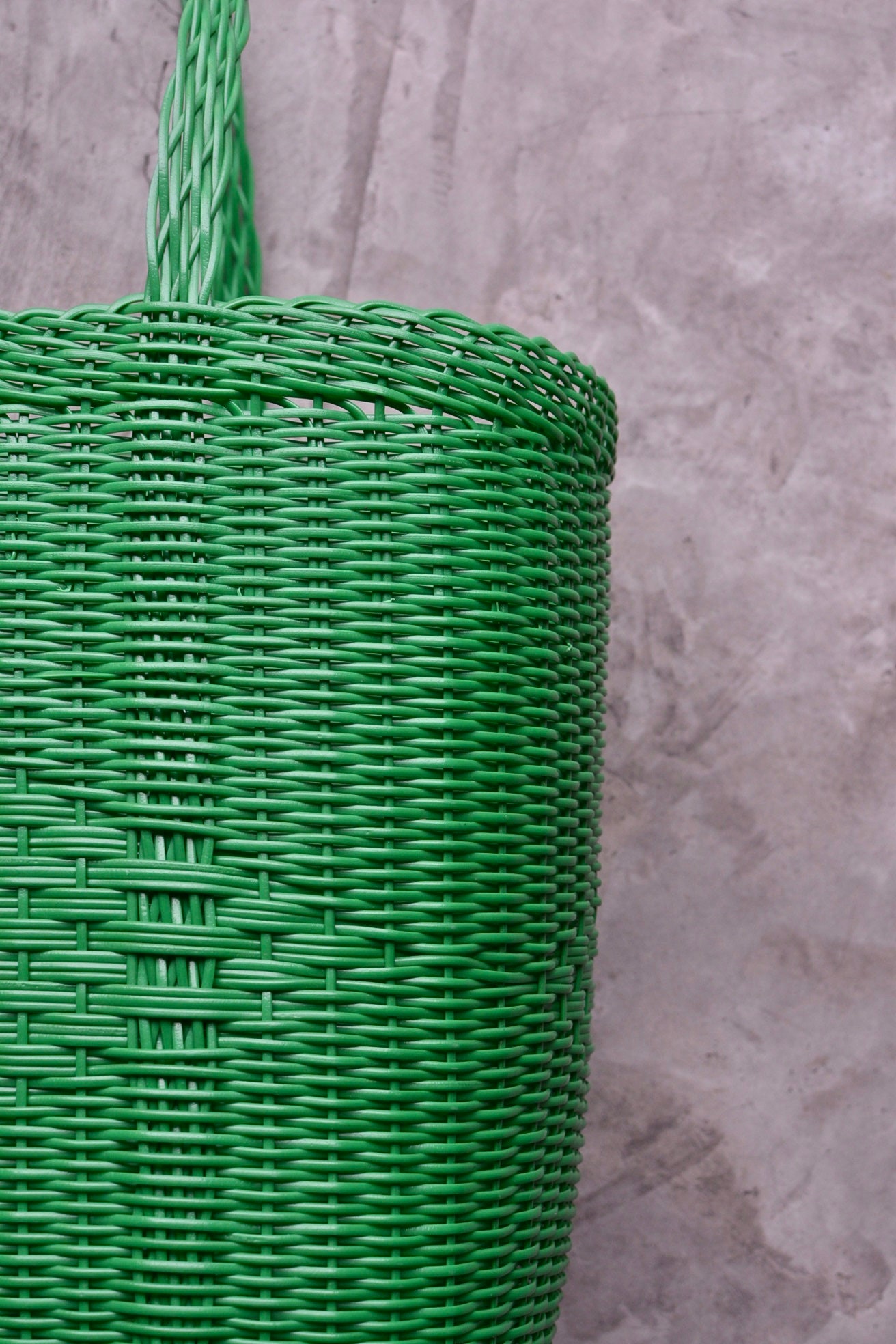 Picnic Basket Woven Guatemalan Bright Green Plastic Market Etsy