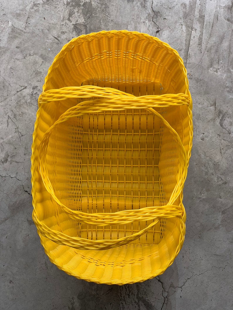 Plain Yellow Woven Guatemalan Yellow Plastic Market Basket | Etsy