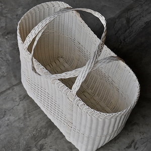 Beach Basket Woven Guatemalan White Plastic Market Basket Strong Resistant Bag Fantastic Color