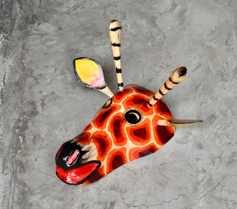African Giraffe Mask HandCarved HandPainted from Guatemala Etsy