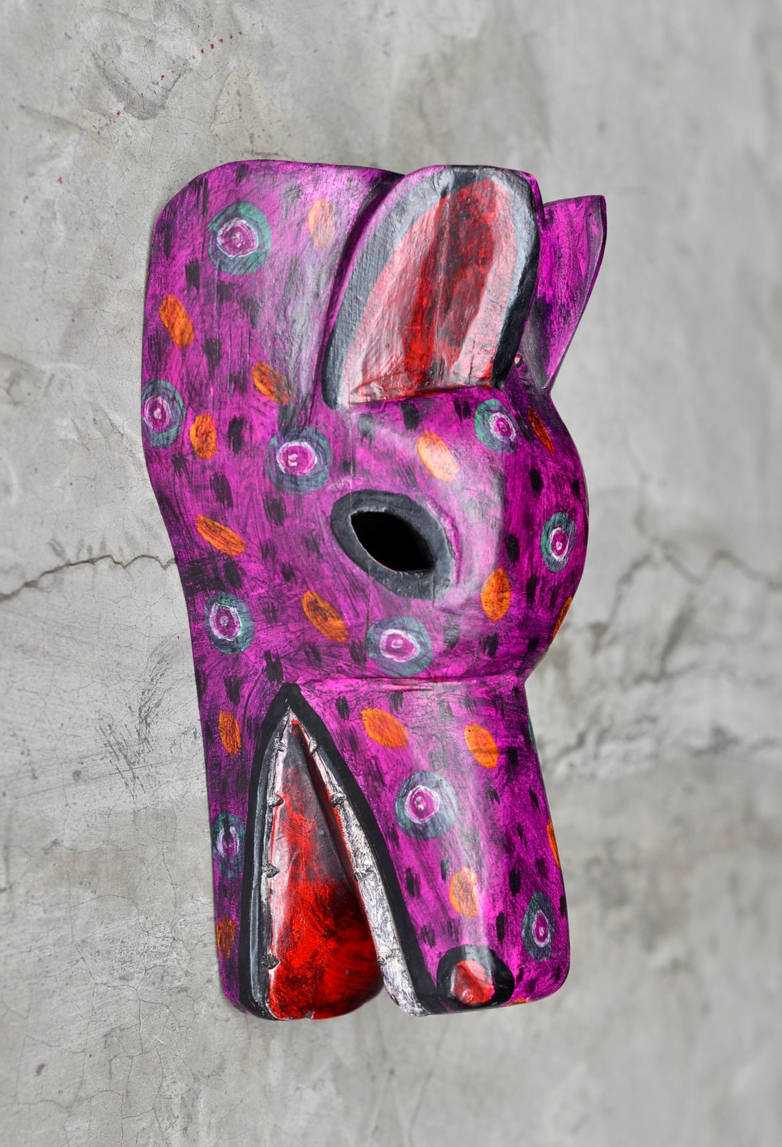 Purple Dog Animal Home Decor Dog Mask Wood Decor Etsy