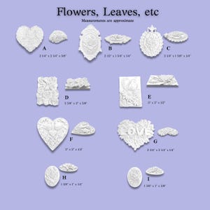 Plaster Flower & Leaf Embellishments | Roses, Florals Botanical Castings for Crafting, Painting Mixed Media Art