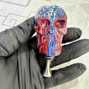 Patriotic color Skull Bottle Stopper - Unique Resin Art for Wine, Whiskey, and Spirits / Wine Bottle Stopper / American Pride / Made in USA