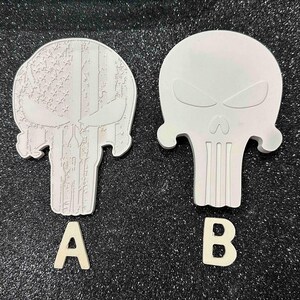 Punisher Skulls / Dia de los Muertos / Gypsum Cement Paintable art / Halloween Patriotic skull / Punisher Skull Art /