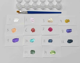 Choose Your Colors / Custom Arteza Pearl Paint Pot Kit ,6 Colors ,2 Brushes / Mini Paint Set,Choose 6 Pearlized Colors /Custom DIY Paint Kit