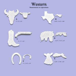 Large Western Wall Decor Castings | Texas State, Horseshoe, Cowboy Boots, Longhorn, Horse & Cow | Paintable Plaster Western Art