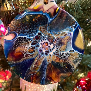 Abstract and colorful Christmas Ornament / Acrylic Pour Ornament / Abstract Christmas Ornament / Hand Painted Christmas Decor