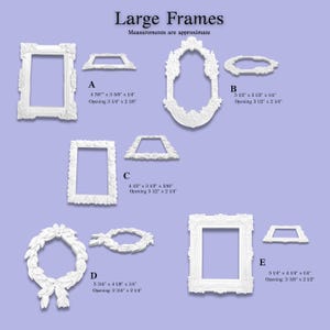 Large Ornate Dollhouse Frames 4–6" | Victorian & Floral Mini Frames | Oval Round Rectangular | Mixed Media Craft Supplies
