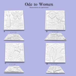 Ode to Women Square Reliefs – Choose Your Design | Paintable Hydrostone Art Tiles for Mixed Media & Framing / Femininity centered