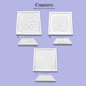 Steampunk design 4" blanks/ Decorative Plaster Art Coasters | Steampunk Dragon, Butterfly & Old World Map | 4x4" Paintable Art Discs