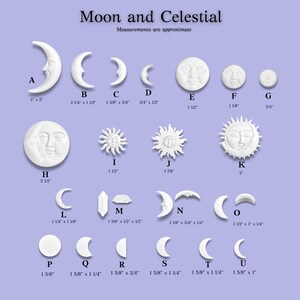 Moon & Celestial Hydrostone Castings – Faces, Moons, Suns, Stars, Space Shapes – Paintable Craft Pieces