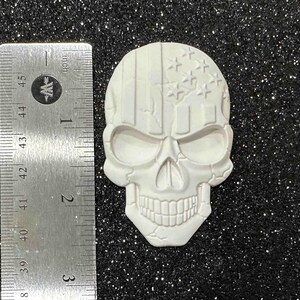 Patriotic Sugar Skull / Dia de los Muertos / Day of the Dead / Gypsum Cement Paintable art / Halloween Patriotic skull / Punisher Skull /