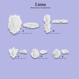 Regal Lion Faces – 5 Designs | Crowned Lion, Medallion & Stacked Lions | Paintable Craft Embellishments