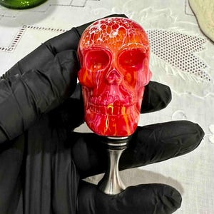 Beautiful Red Skull Bottle Stoppers / Handcrafted Skull Bottle Stopper / Wine Stopper - Bottle Stoppers/ Resin Art/ Handmade Gift
