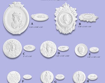 Ancient Findings Cameo / Greek & Roman Inspired Cameos / Neoclassical Cameo Set / Historical Cameo Embellishments for your mix media art