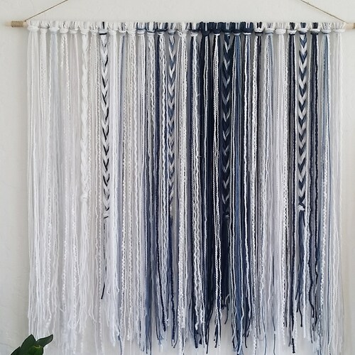 Tapestry Bohemian Yarn Tapestry Yarn Wall Hanging Blue Etsy Canada