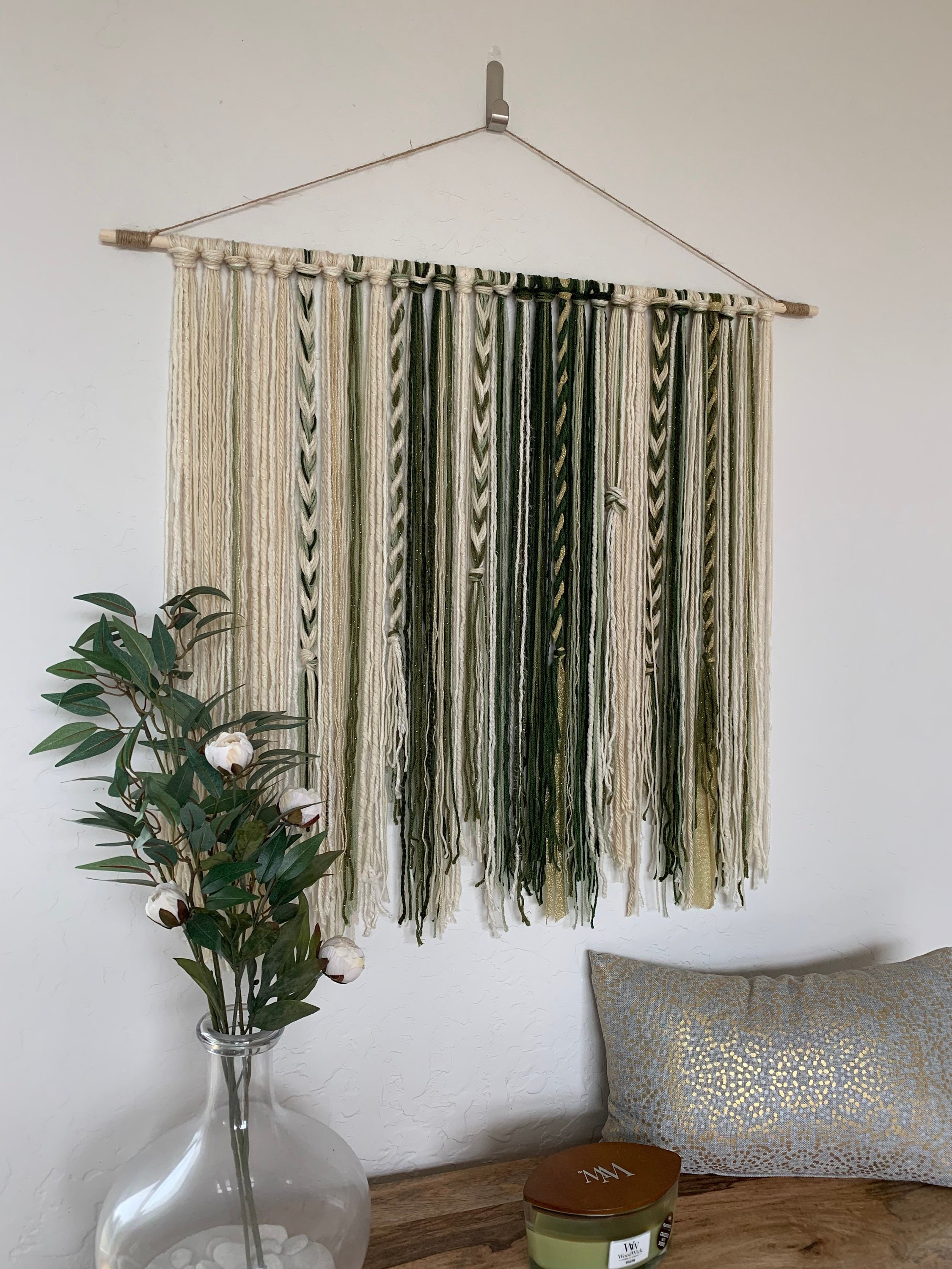 Tapestry Yarn Tapestry Yarn Wall Hanging Ivory Gold Olive and