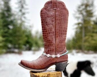 Turquoise and Silver Anklet, Cowboy boot bracelet, Western Jewelry, Boot Bracelet, Boot Jewelry, Boot Bling, Western Jewelry Anklet