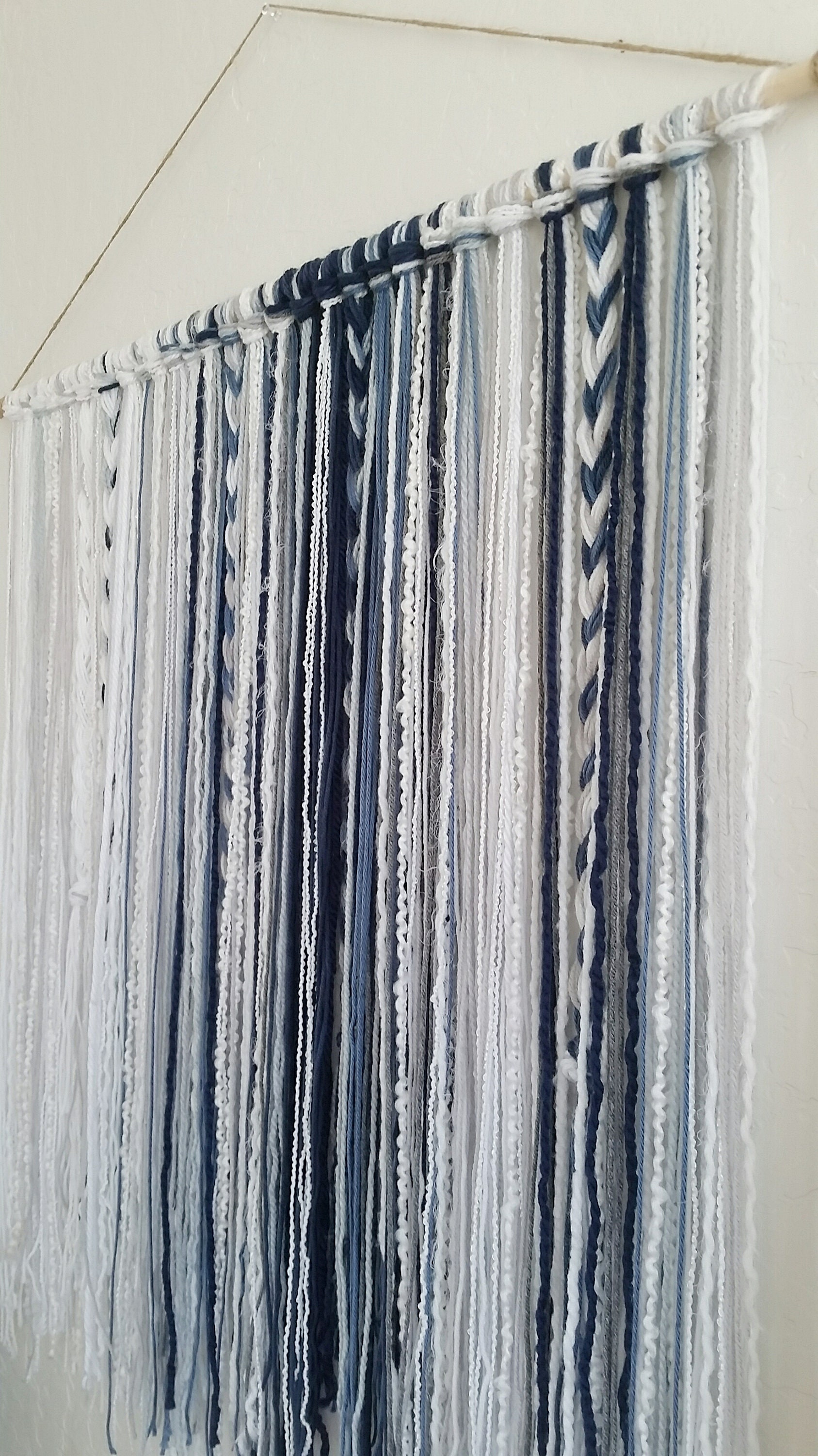 Tapestry Bohemian Yarn Tapestry Yarn Wall Hanging Blue Etsy Canada