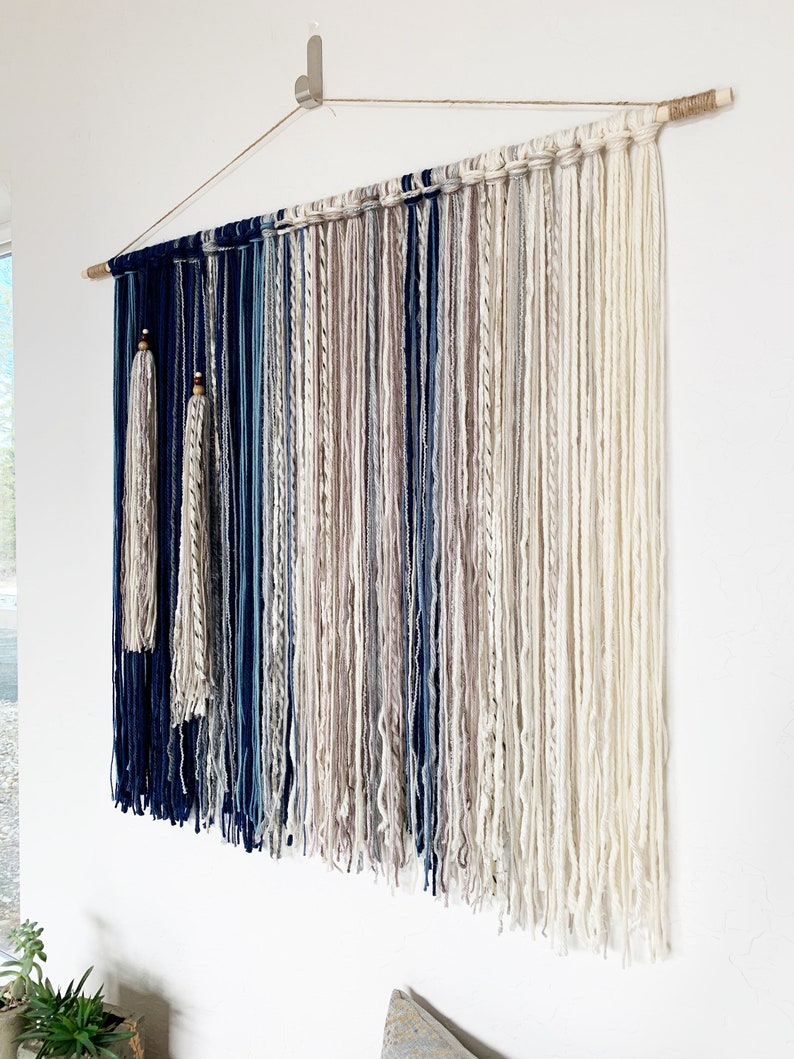Tapestry Yarn Tapestry Yarn Wall Hanging Blue Mauve Gray Etsy Canada