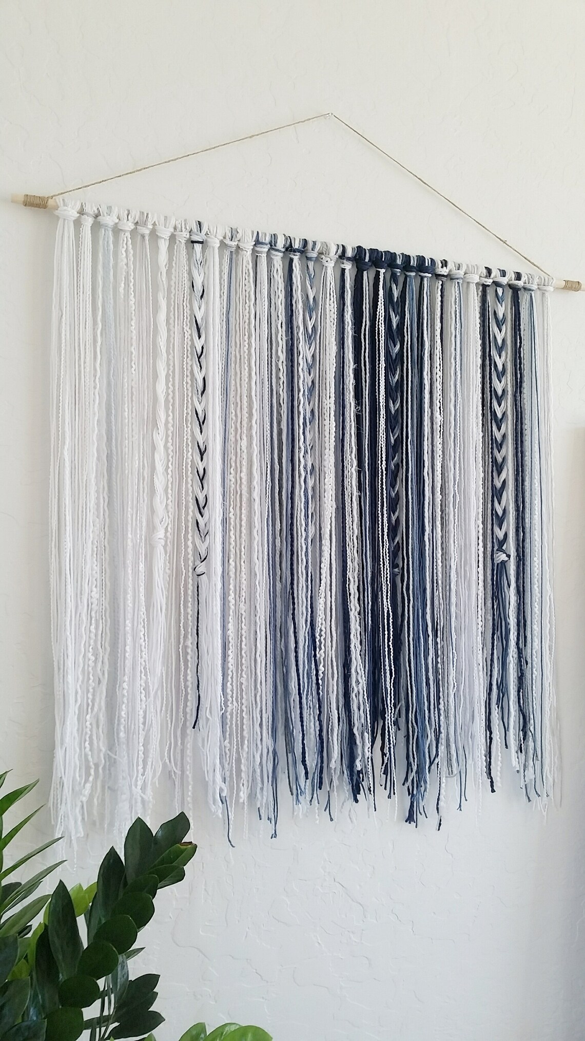 Tapestry Bohemian Yarn Tapestry Yarn Wall Hanging Blue Etsy Canada